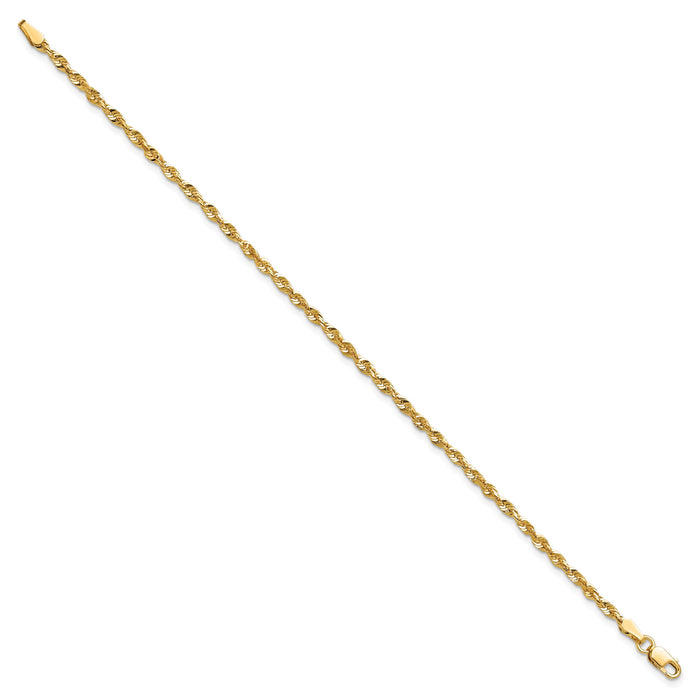 14k 2.5mm Ultra D/C Rope Chain Anklet-EXL021-9