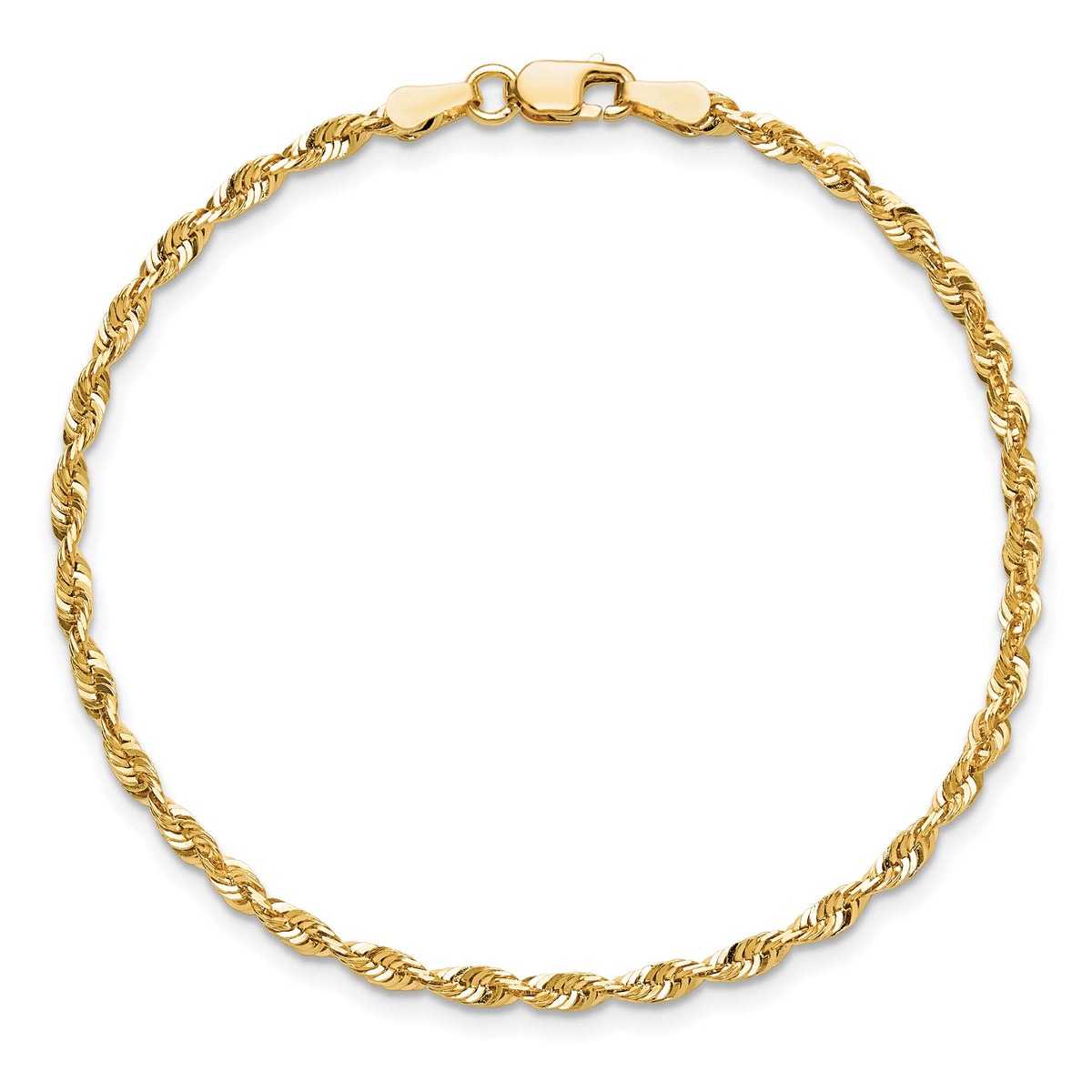 14k 2.5mm Ultra D/C Rope Chain Anklet-EXL021-10