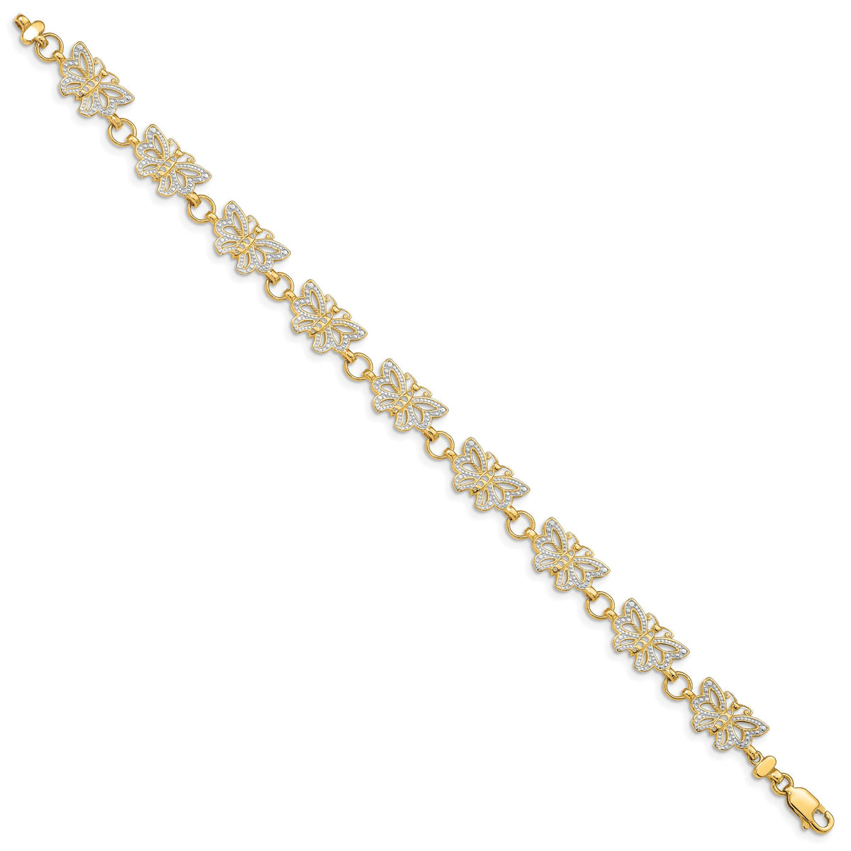 14k w/Rhodium Butterfly Bracelet-FB1049-7