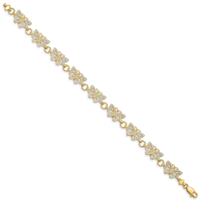 14k w/Rhodium Butterfly Bracelet-FB1049-7