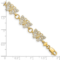 14k w/Rhodium Butterfly Bracelet-FB1049-7