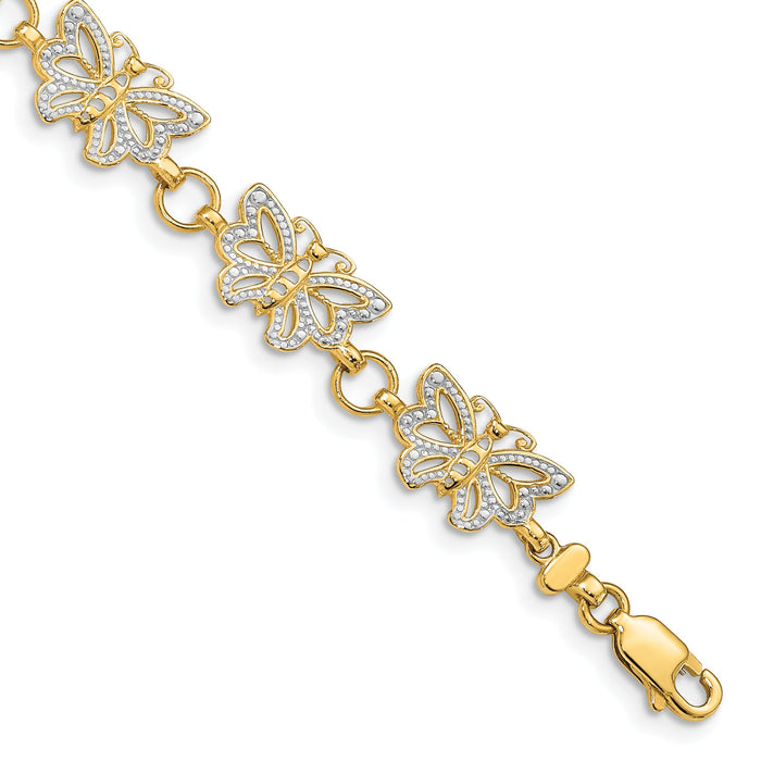14k w/Rhodium Butterfly Bracelet-FB1049-7