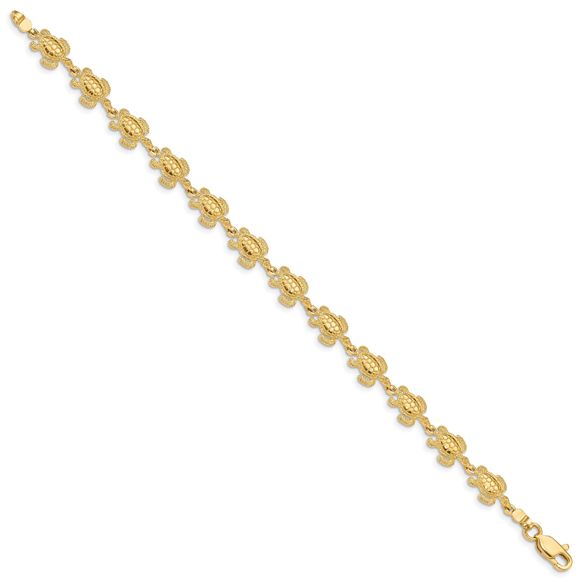 14k Swimming Sea Turtle Bracelet-FB1149-7.25