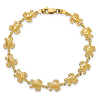 14k Swimming Sea Turtle Bracelet-FB1149-7.25