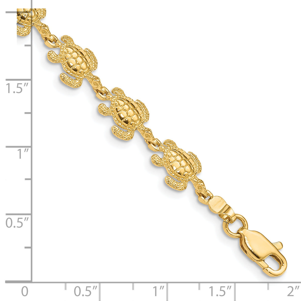 14k Swimming Sea Turtle Bracelet-FB1149-7.25