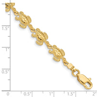 14k Swimming Sea Turtle Bracelet-FB1149-7.25
