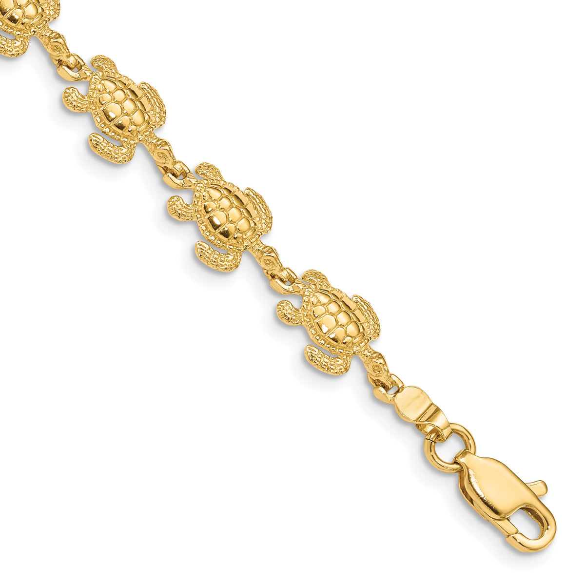 14k Swimming Sea Turtle Bracelet-FB1149-7.25