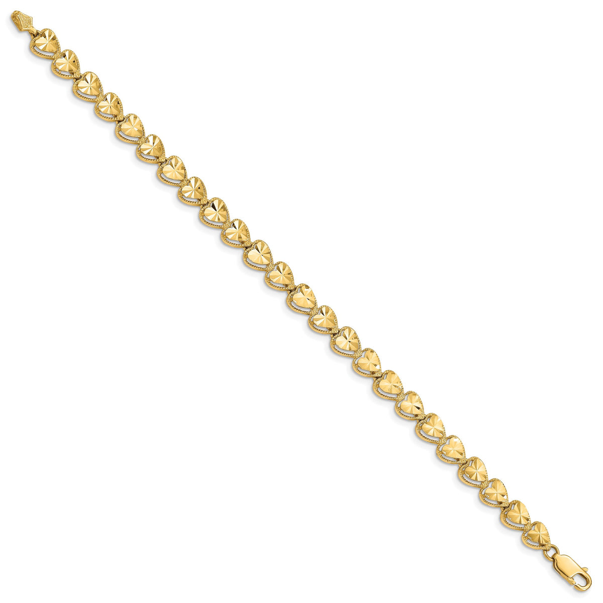 14K Diamond Cut Heart Bracelet-FB1190-7