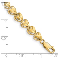 14K Diamond Cut Heart Bracelet-FB1190-7