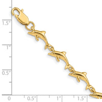 14K Dolphin Bracelet-FB1240-7