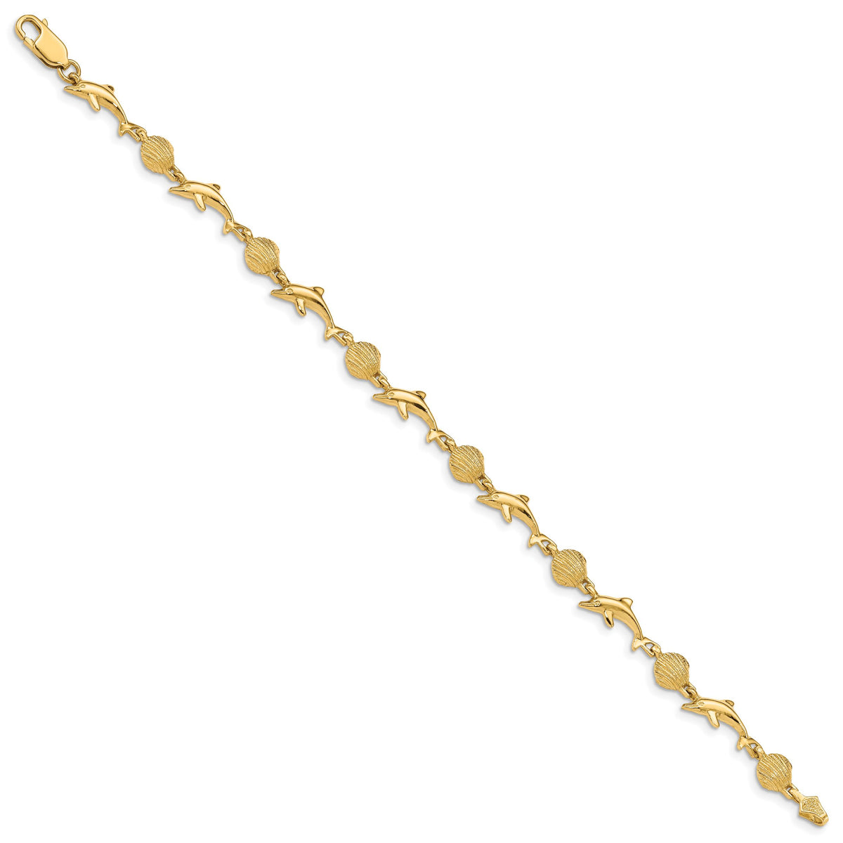 14K Dolphin and Shell Bracelet-FB1246-7