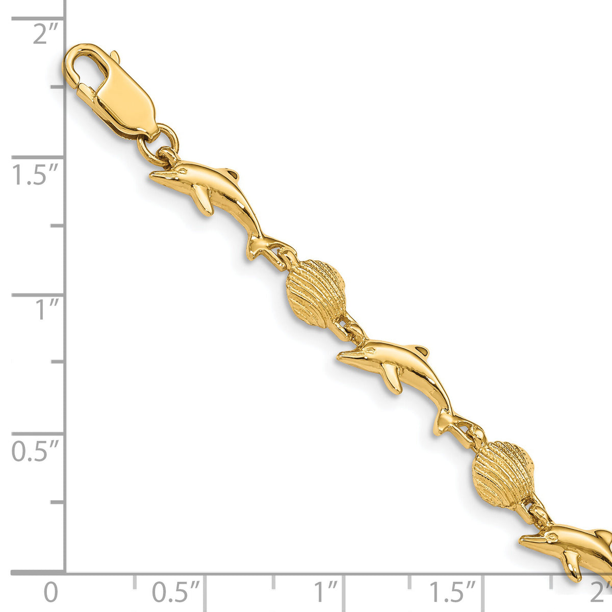 14K Dolphin and Shell Bracelet-FB1246-7