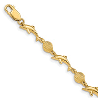 14K Dolphin and Shell Bracelet-FB1246-7