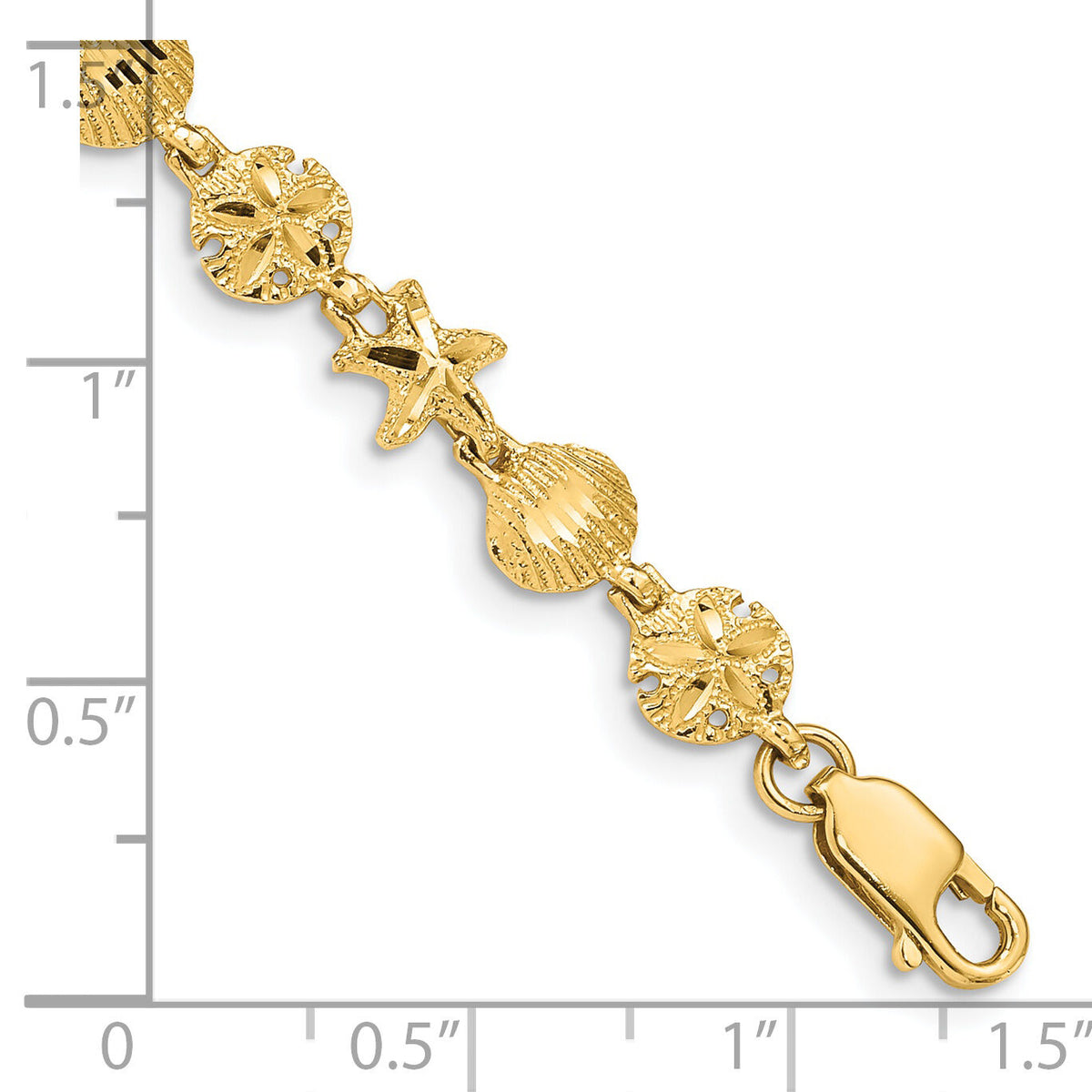 14K Starfish, Sand Dollar and Shell Bracelet-FB1269-7