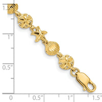 14K Starfish, Sand Dollar and Shell Bracelet-FB1269-7
