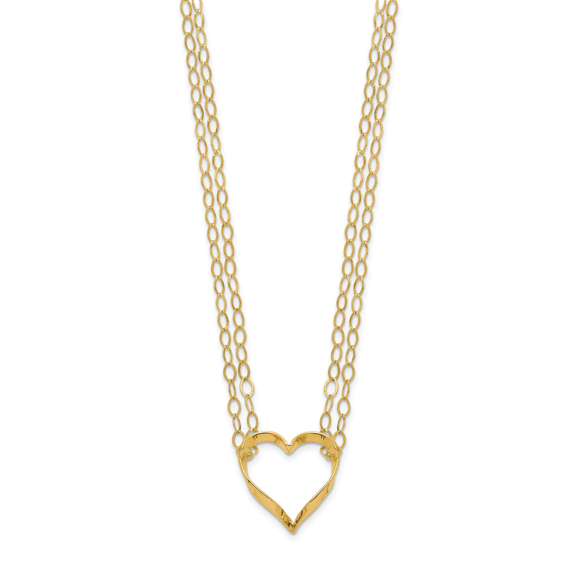14K Adjustable Double Strand Heart Necklace-FB1296-16
