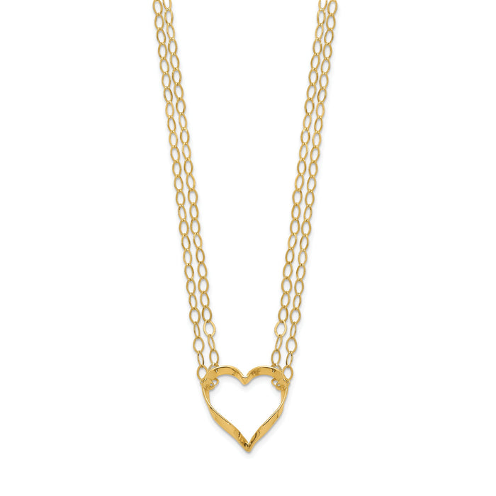 14K Adjustable Double Strand Heart Necklace-FB1296-16