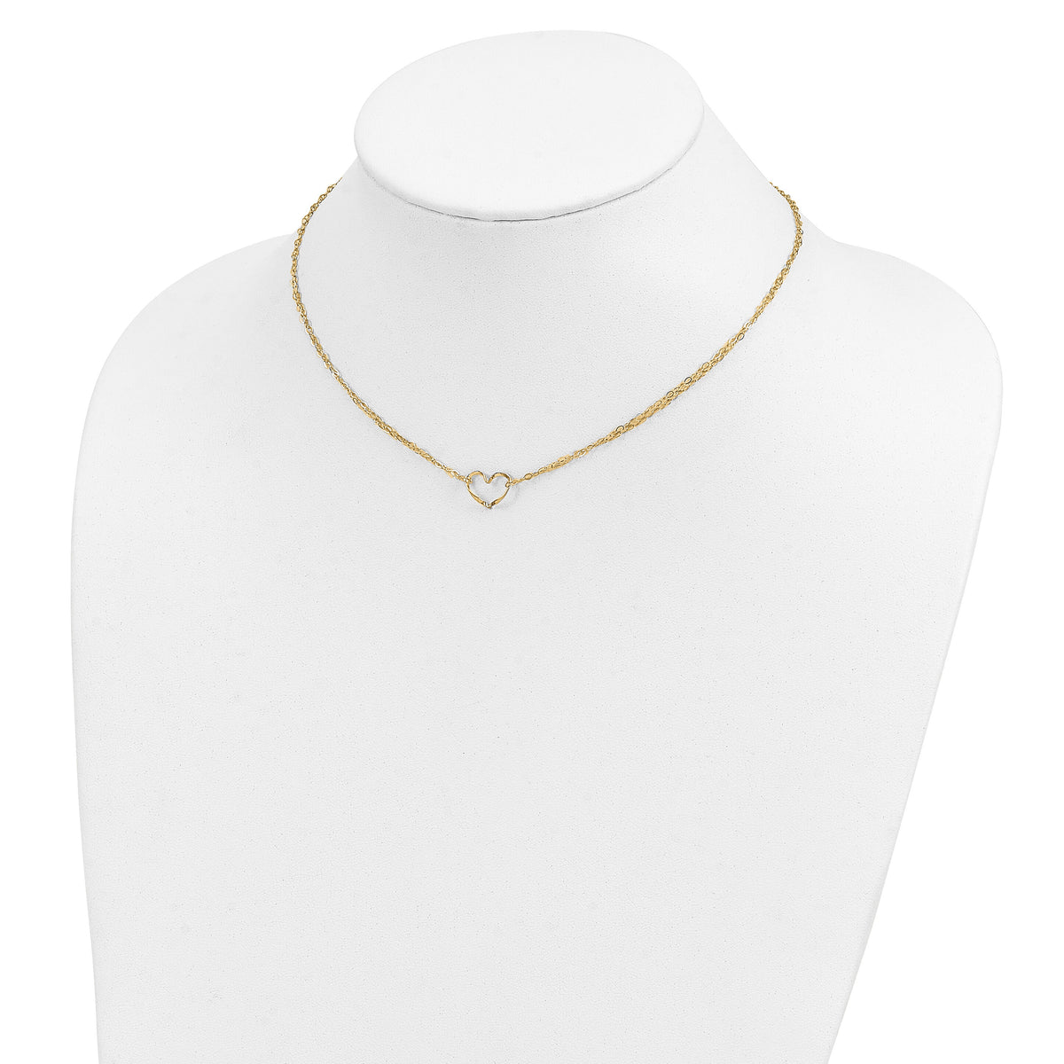 14K Adjustable Double Strand Heart Necklace-FB1296-16