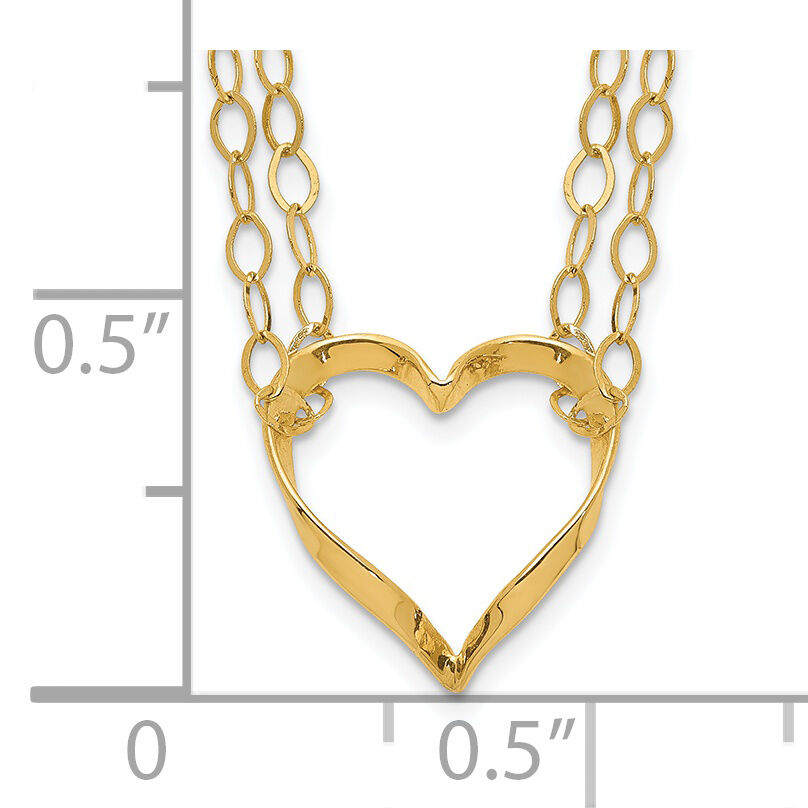 14K Adjustable Double Strand Heart Necklace-FB1296-16