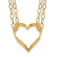 14K Adjustable Double Strand Heart Necklace-FB1296-16