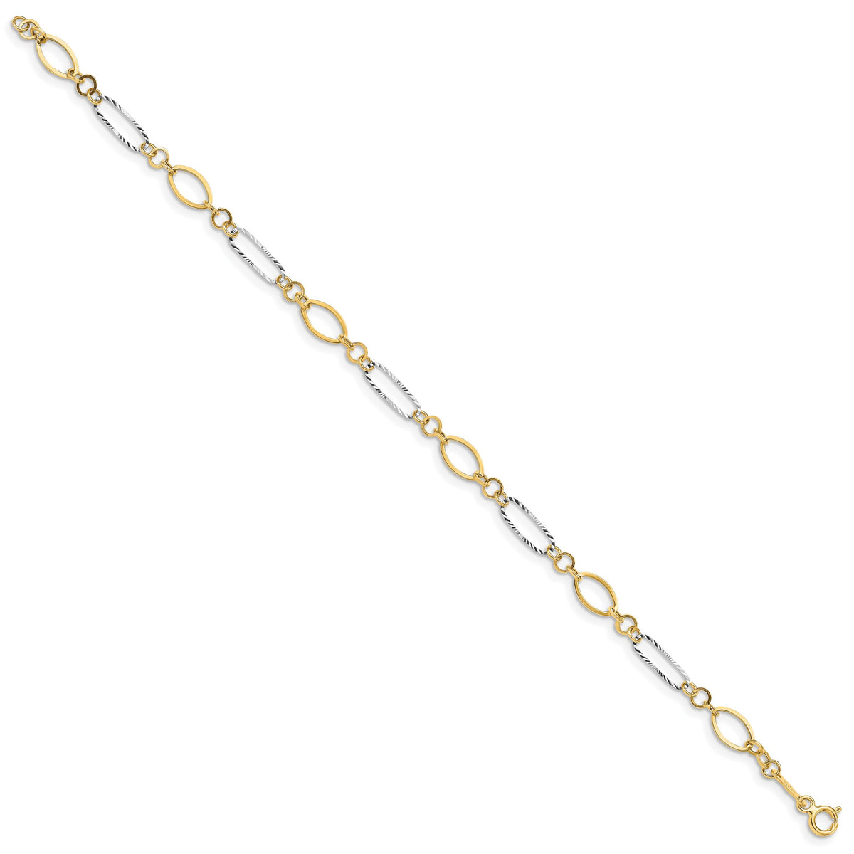 14k Two-tone Oval Link Bracelet-FB1315-7.25