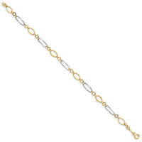 14k Two-tone Oval Link Bracelet-FB1315-7.25