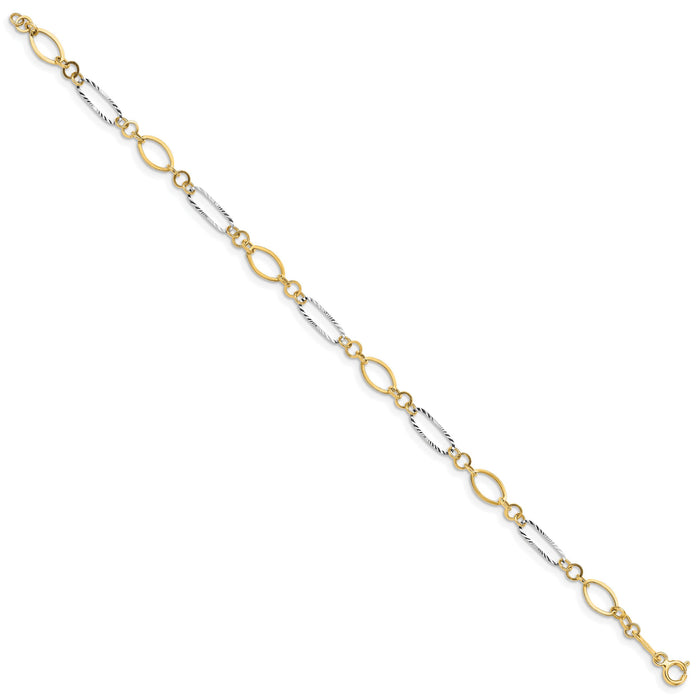 14k Two-tone Oval Link Bracelet-FB1315-7.25