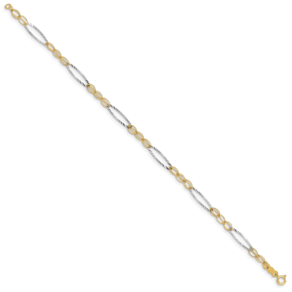 14k Two-tone Oval Design Bracelet-FB1316-7.25
