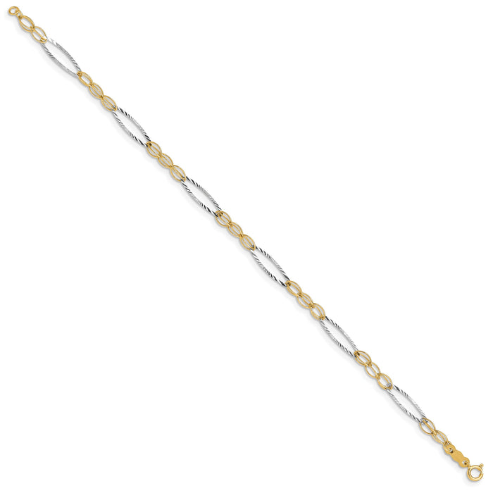 14k Two-tone Oval Design Bracelet-FB1316-7.25
