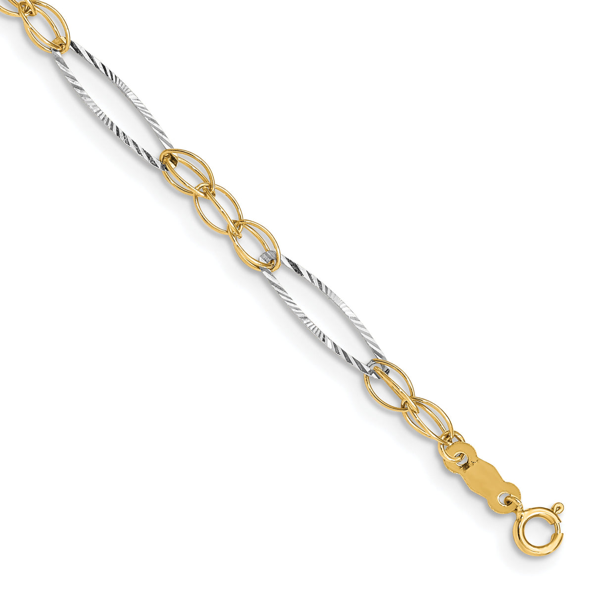 14k Two-tone Oval Design Bracelet-FB1316-7.25