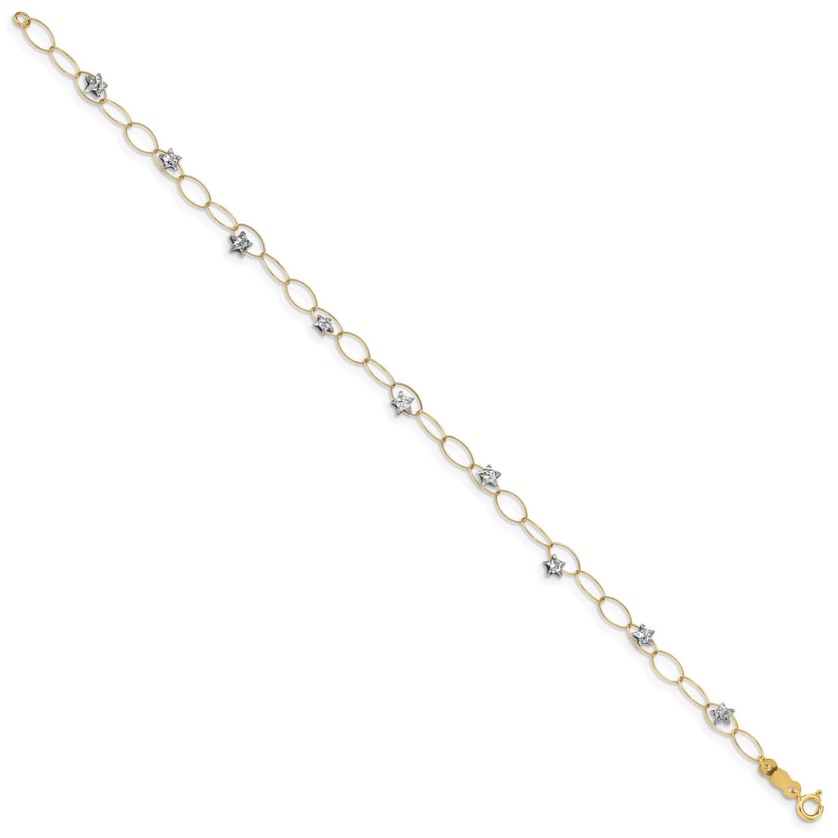 14k Two-tone Puff Stars Bracelet-FB1322-7.25