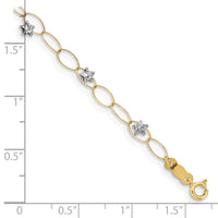 14k Two-tone Puff Stars Bracelet-FB1322-7.25