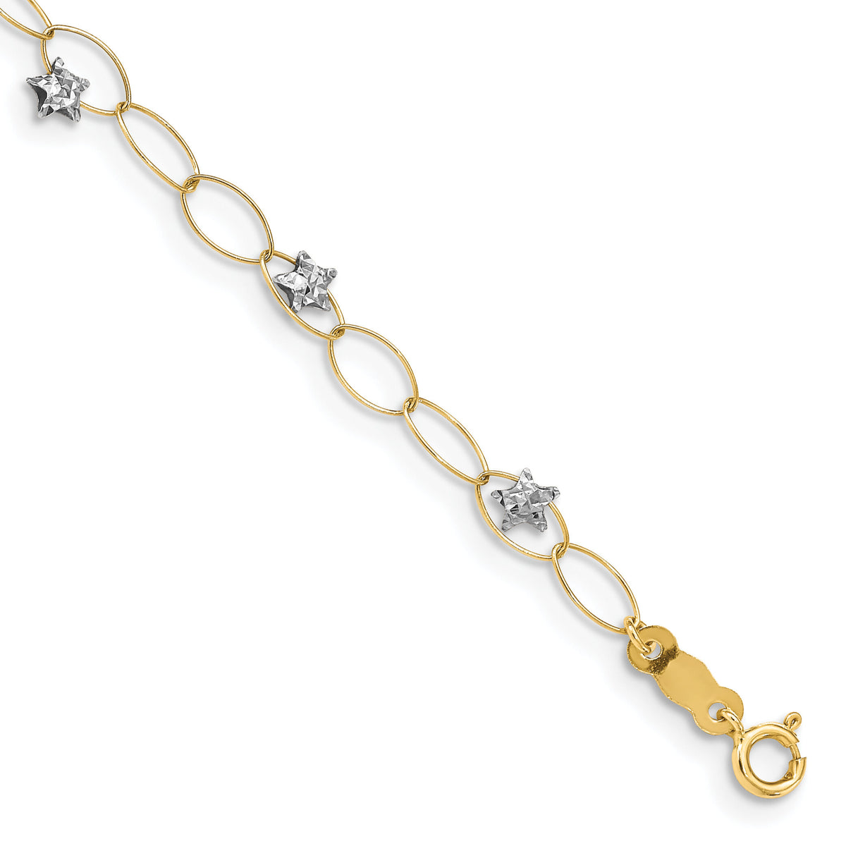 14k Two-tone Puff Stars Bracelet-FB1322-7.25