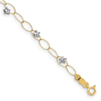14k Two-tone Puff Stars Bracelet-FB1322-7.25