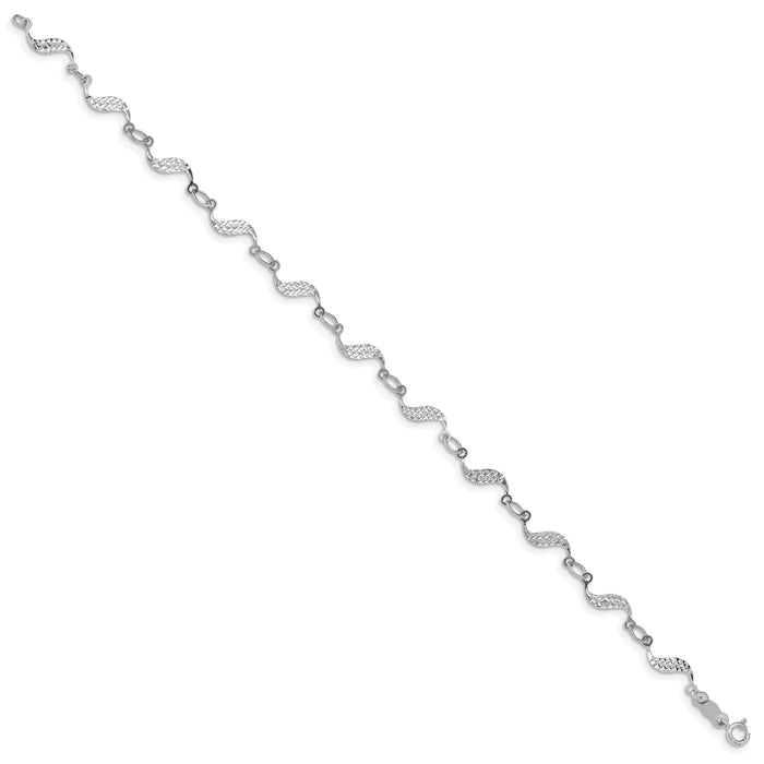 14k White Gold Diamond-cut Bracelet-FB1324W-7.5