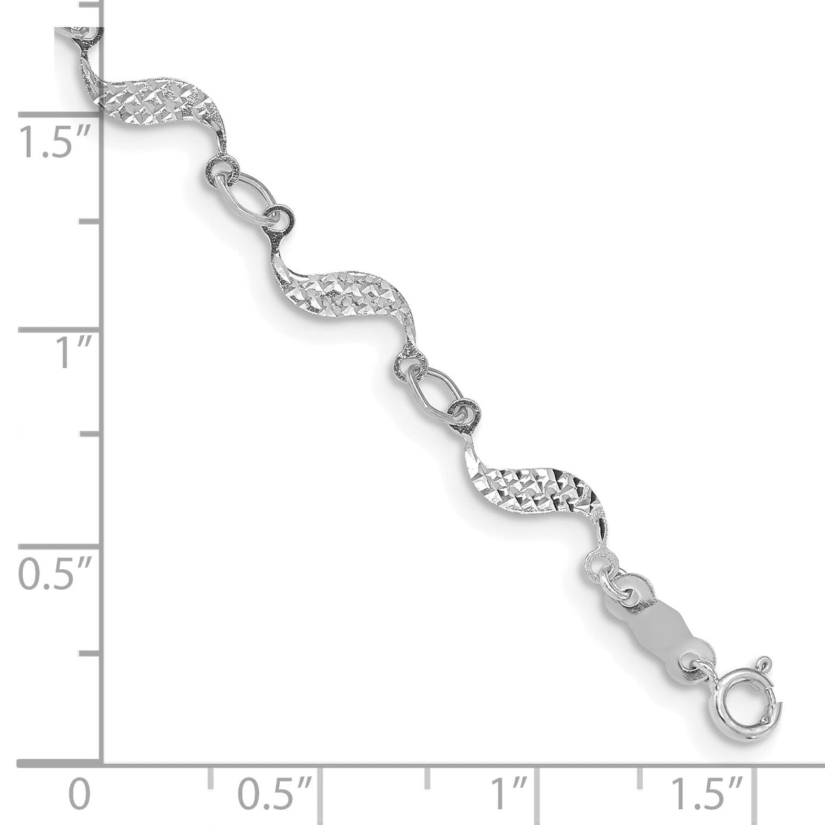 14k White Gold Diamond-cut Bracelet-FB1324W-7.5
