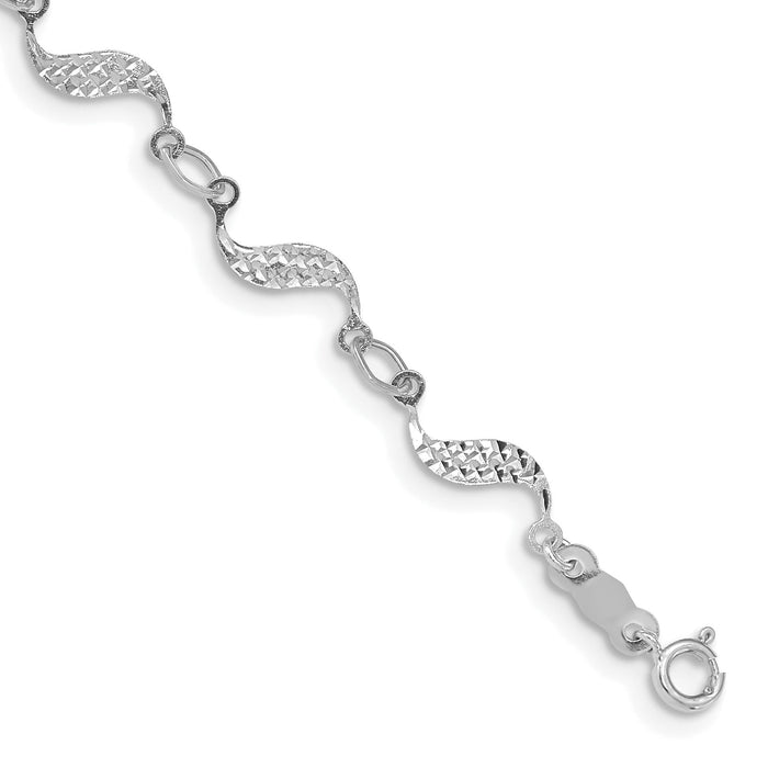 14k White Gold Diamond-cut Bracelet-FB1324W-7.5