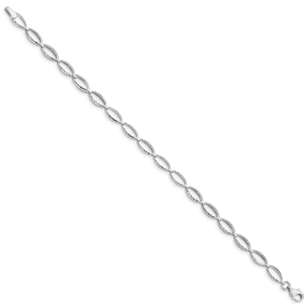 14k White Gold Polished Oval Link Bracelet-FB1333-7.25