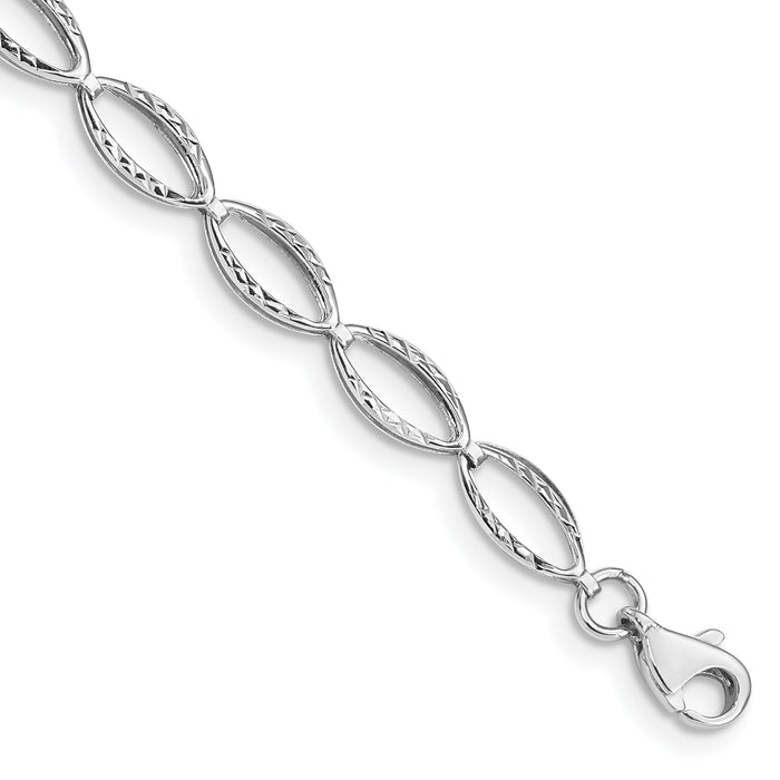 14k White Gold Polished Oval Link Bracelet-FB1333-7.25