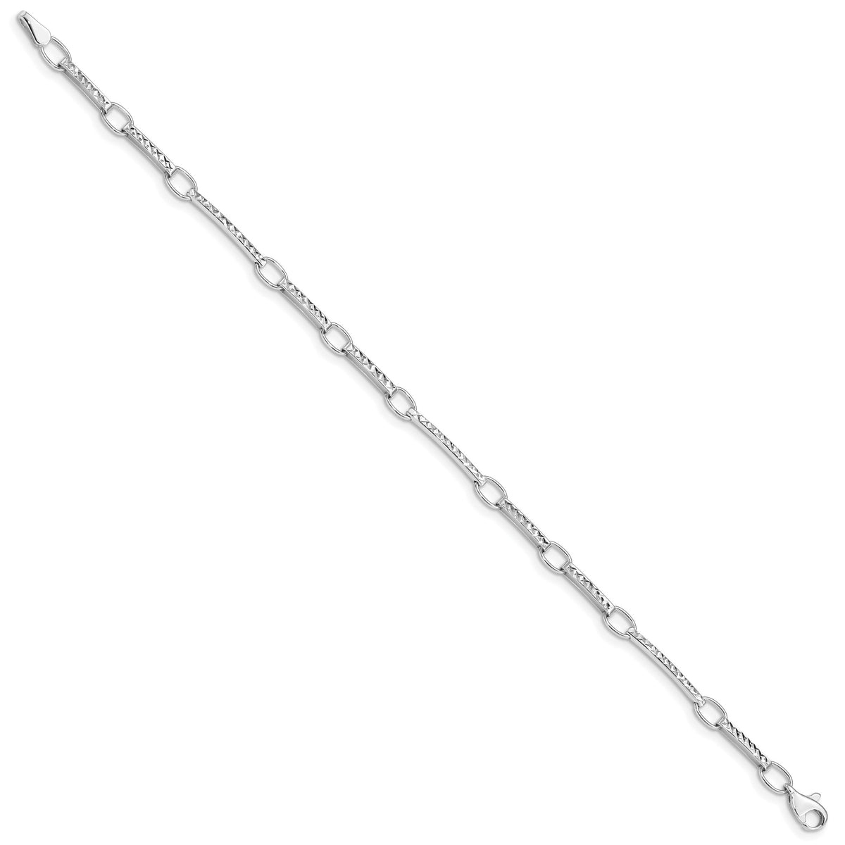 14k White Gold Polished and Textured Fancy Link Bracelet-FB1335-7.25