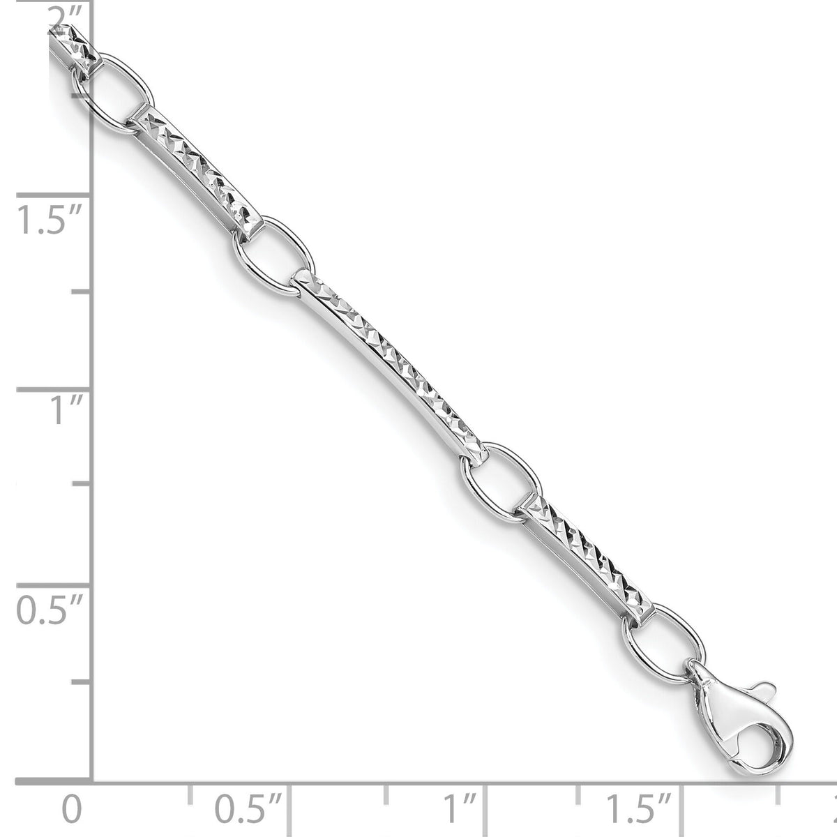 14k White Gold Polished and Textured Fancy Link Bracelet-FB1335-7.25