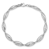 14k White Gold Filigree Diamond Cut 7.25 inch Bracelet-FB1336-7.25