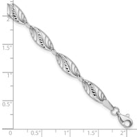 14k White Gold Filigree Diamond Cut 7.25 inch Bracelet-FB1336-7.25