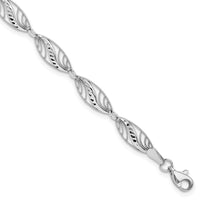 14k White Gold Filigree Diamond Cut 7.25 inch Bracelet-FB1336-7.25