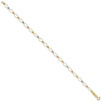 14K Tri-color Oval Link Tri-color Mirror Beads Bracelet-FB1347-7.5