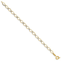 14K Two-tone Oval and Diamond Cut Circle Bracelet-FB1353-7.25