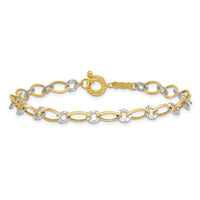 14K Two-tone Oval and Diamond Cut Circle Bracelet-FB1353-7.25