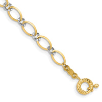 14K Two-tone Oval and Diamond Cut Circle Bracelet-FB1353-7.25