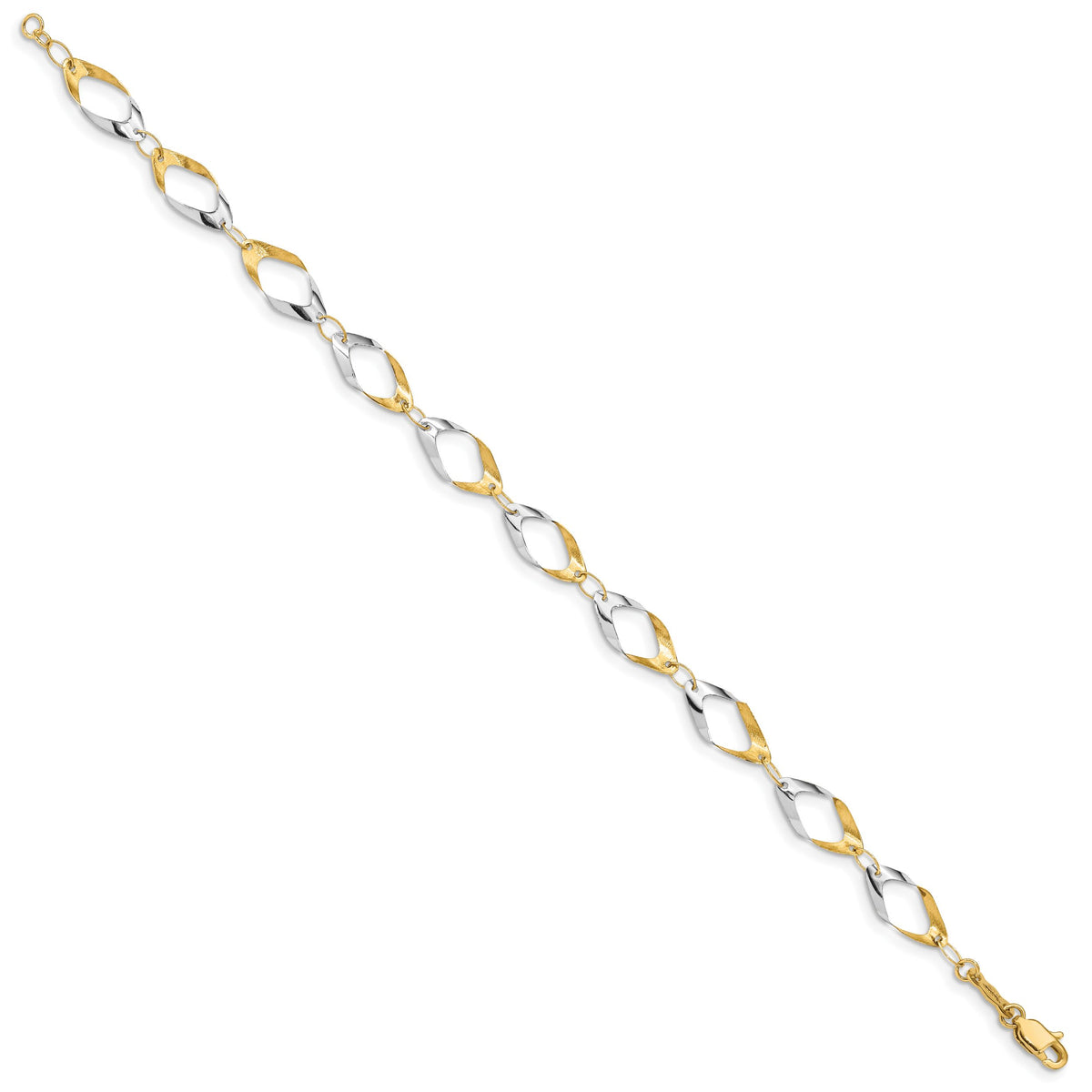 14K and White Rhodium Oval Link Chain Bracelet-FB1354-7