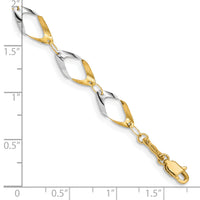 14K and White Rhodium Oval Link Chain Bracelet-FB1354-7